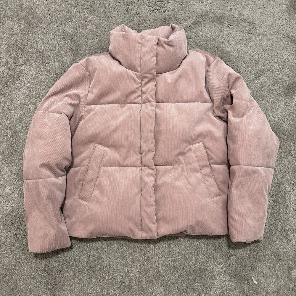 Levi Strauss Corduroy Puffer Jacket Womens Pink Full Zip Size Medium